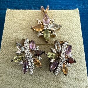 Elegant Multicolor Gemstone Jewelry Set in 926 Gold